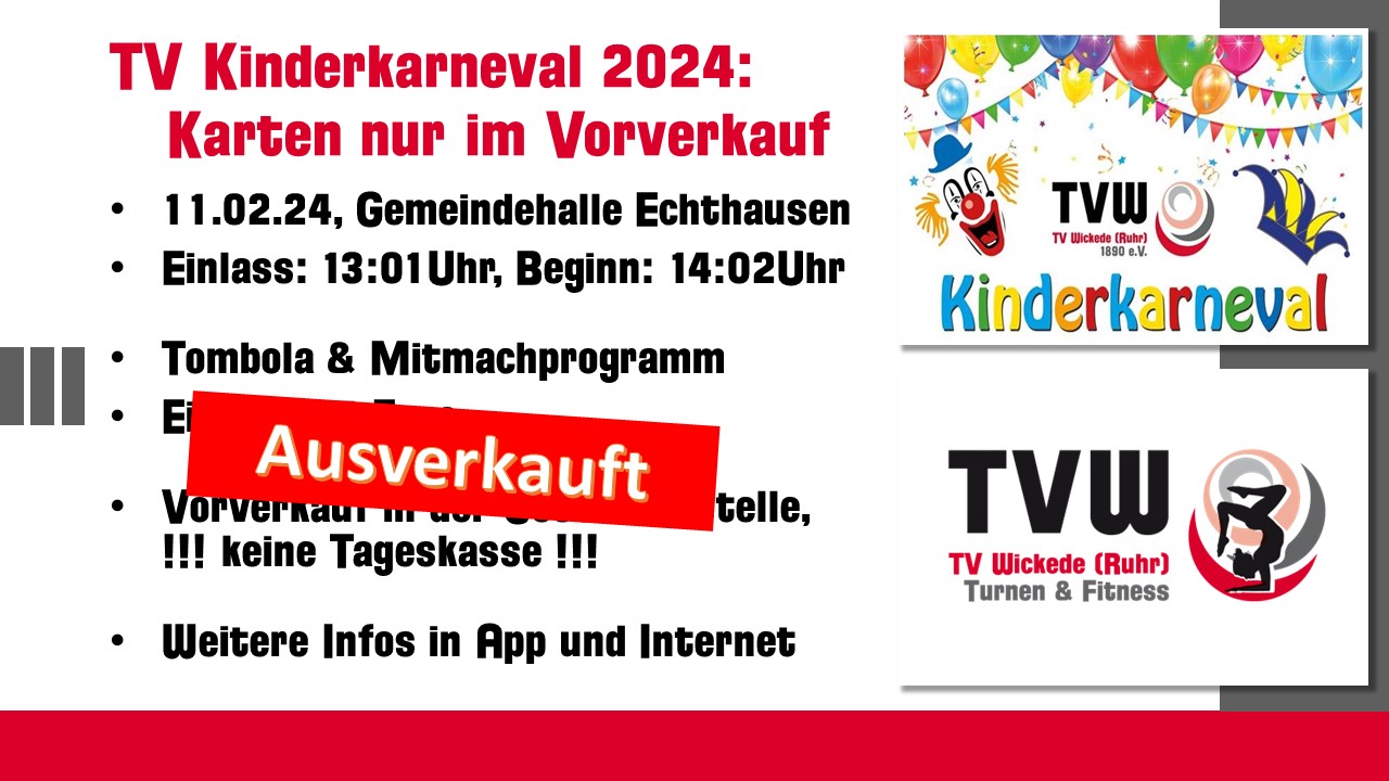 TV Kinderkarneval 2024 ausverkauft